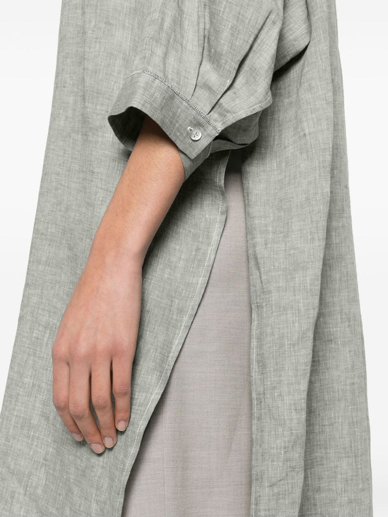 bead-detail linen shirt