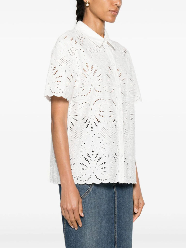 broderie-anglaise cotton shirt