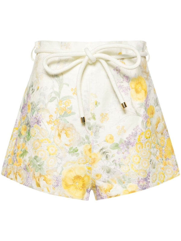 Harmony floral-print linen shorts