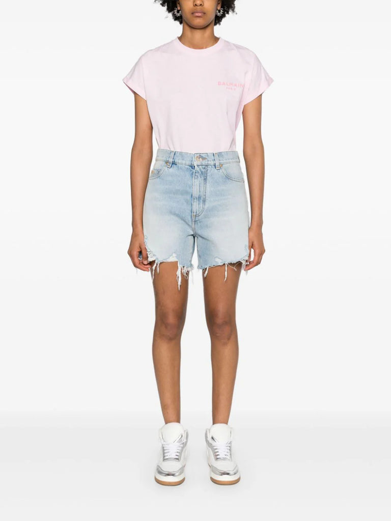 high-rise denim shorts