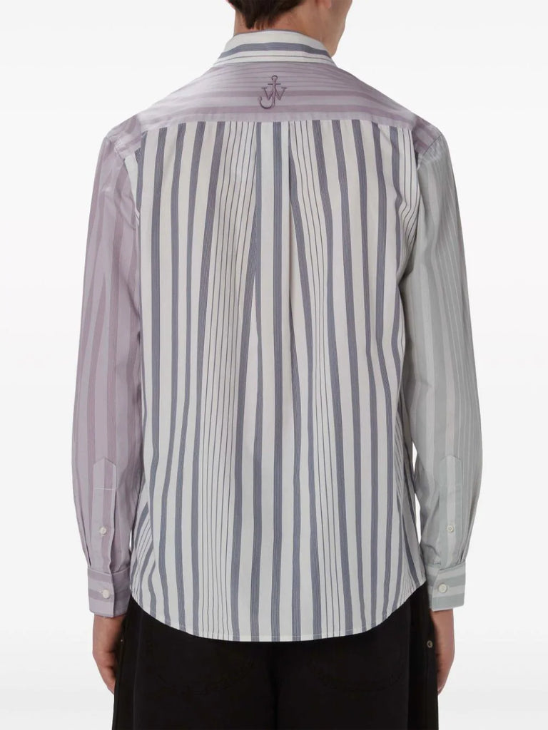 panelled stripe-print shirt