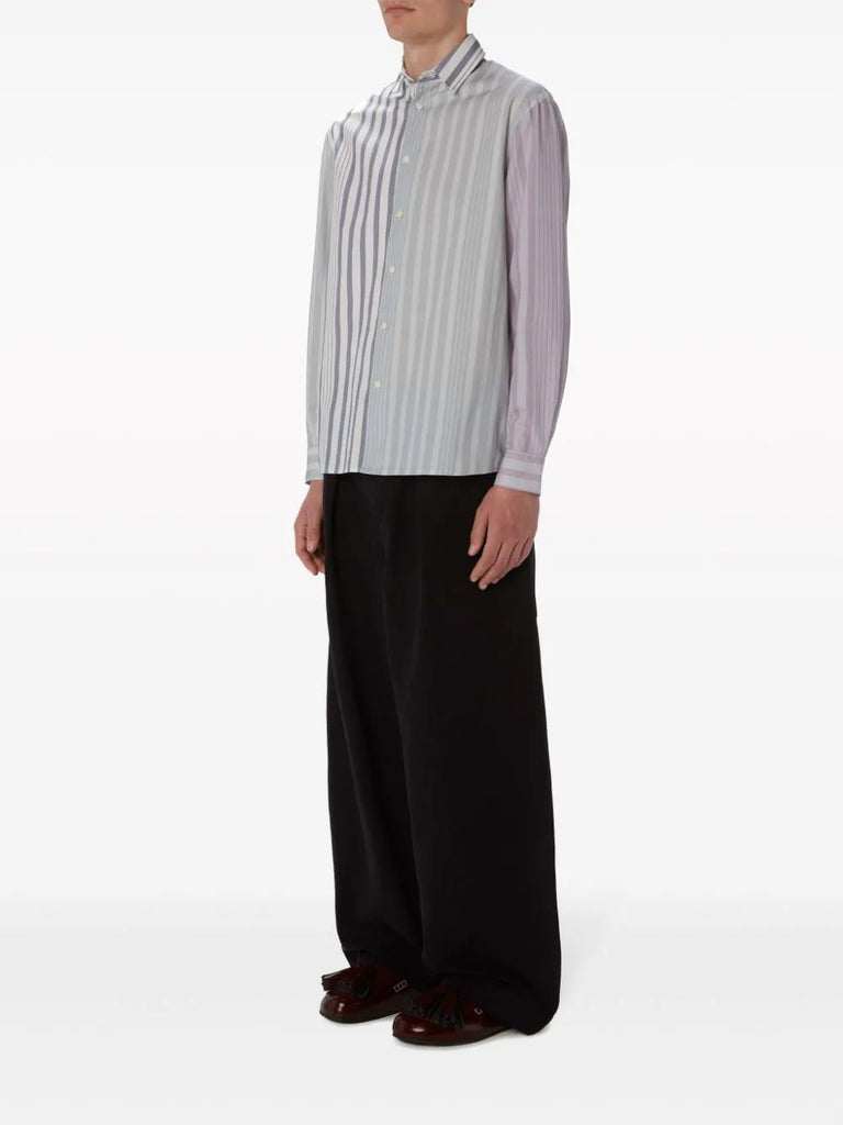 panelled stripe-print shirt