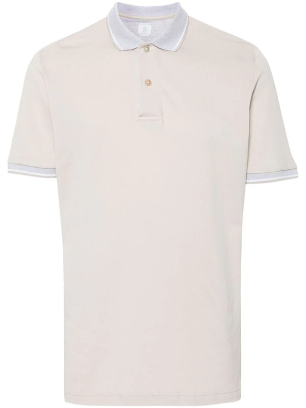 stripe-detail cotton polo shirt