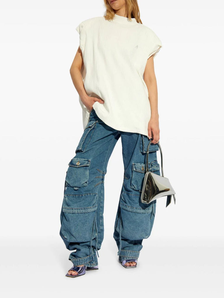 geripptes Oberteil mit Logo