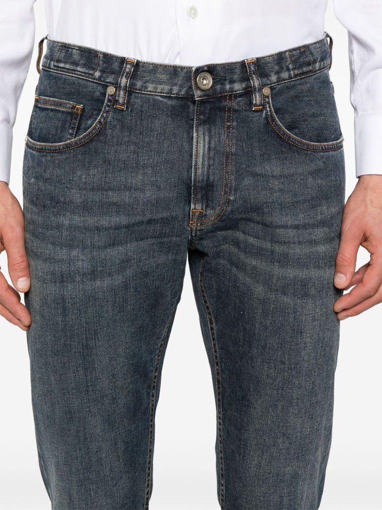 stonewashed slim cut jeans