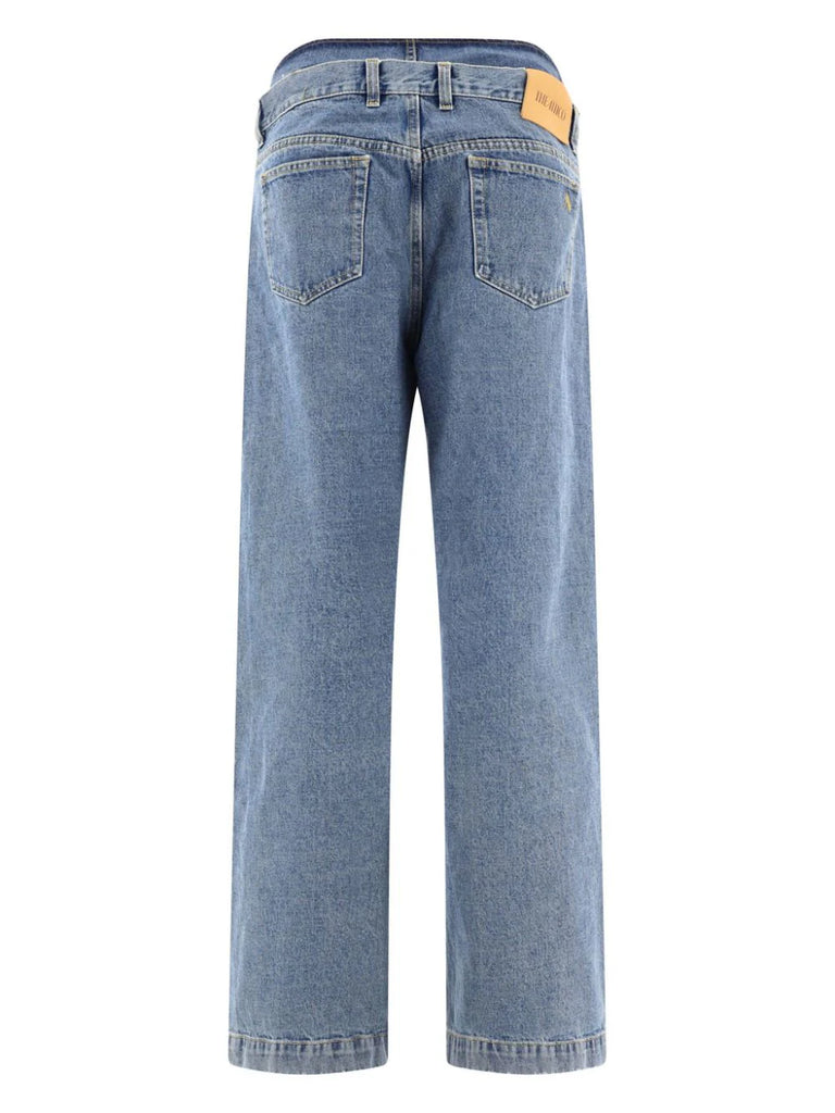 embroidered-logo straight-leg jeans