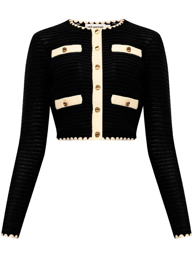 crochet-knit cropped cardigan