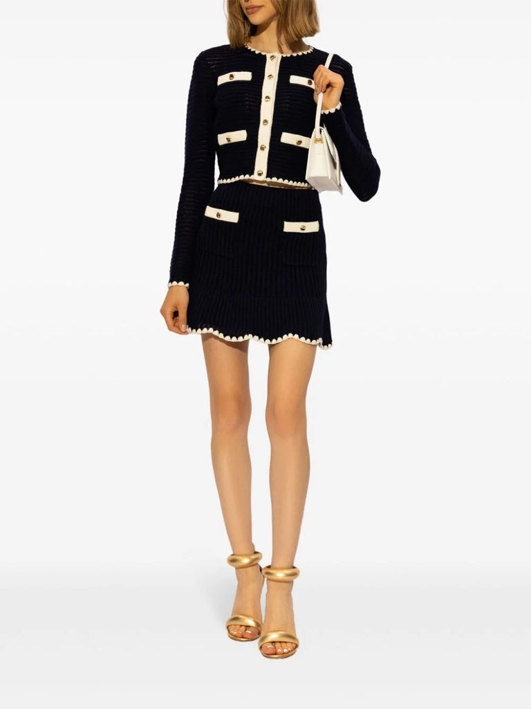 crochet-knit cropped cardigan