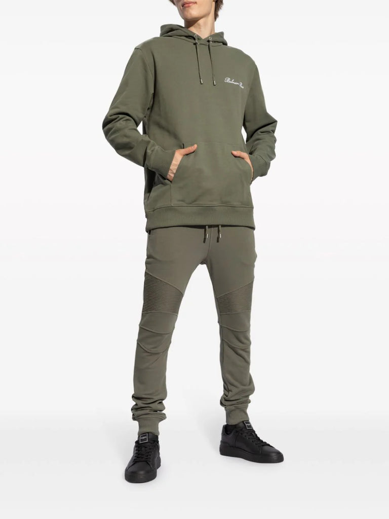 logo-embroidered drawstring hoodie