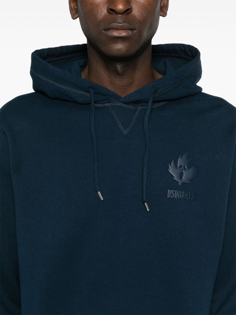 raised-logo cotton hoodie