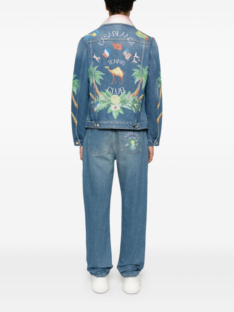 jacquard straight-leg jeans