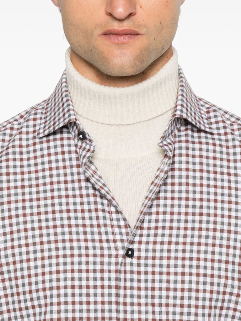 gingham-check shirt