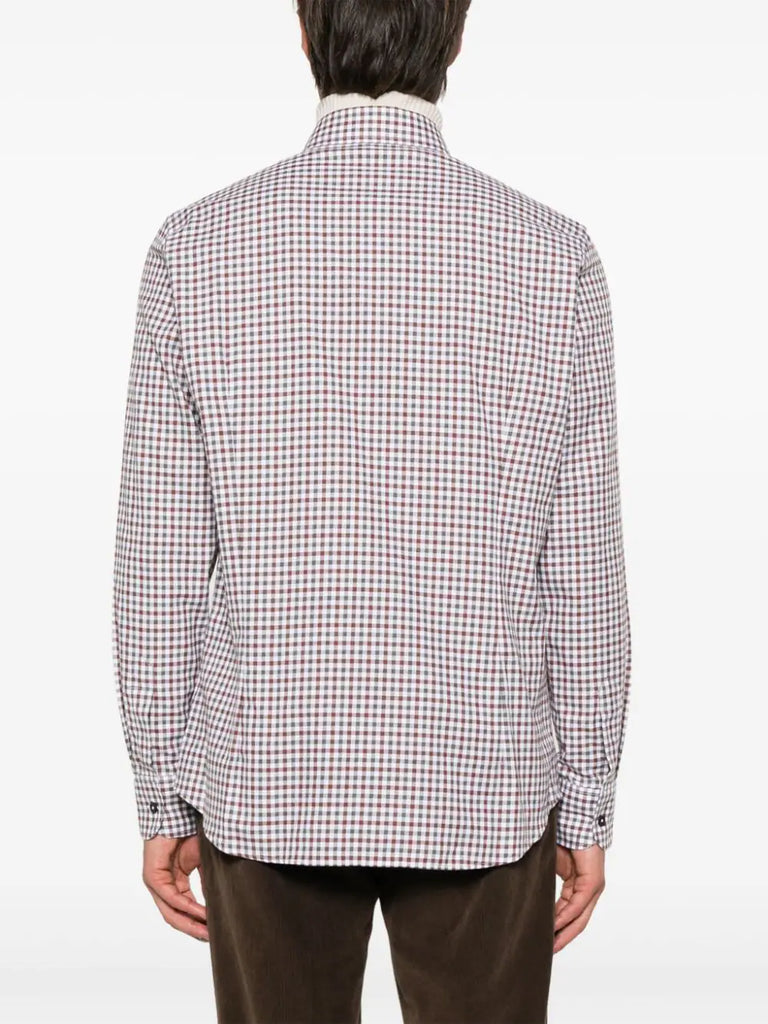 gingham-check shirt