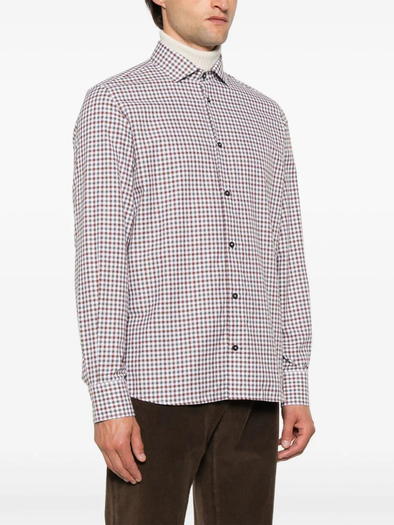 gingham-check shirt