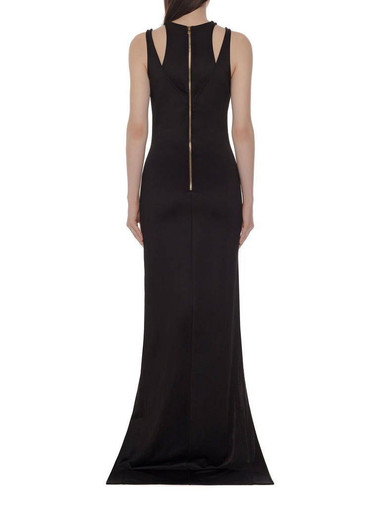 ärmelloses, langes Lagenkleid