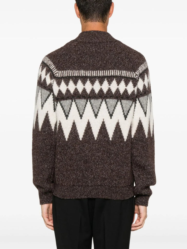 patterned-jacquard cardigan