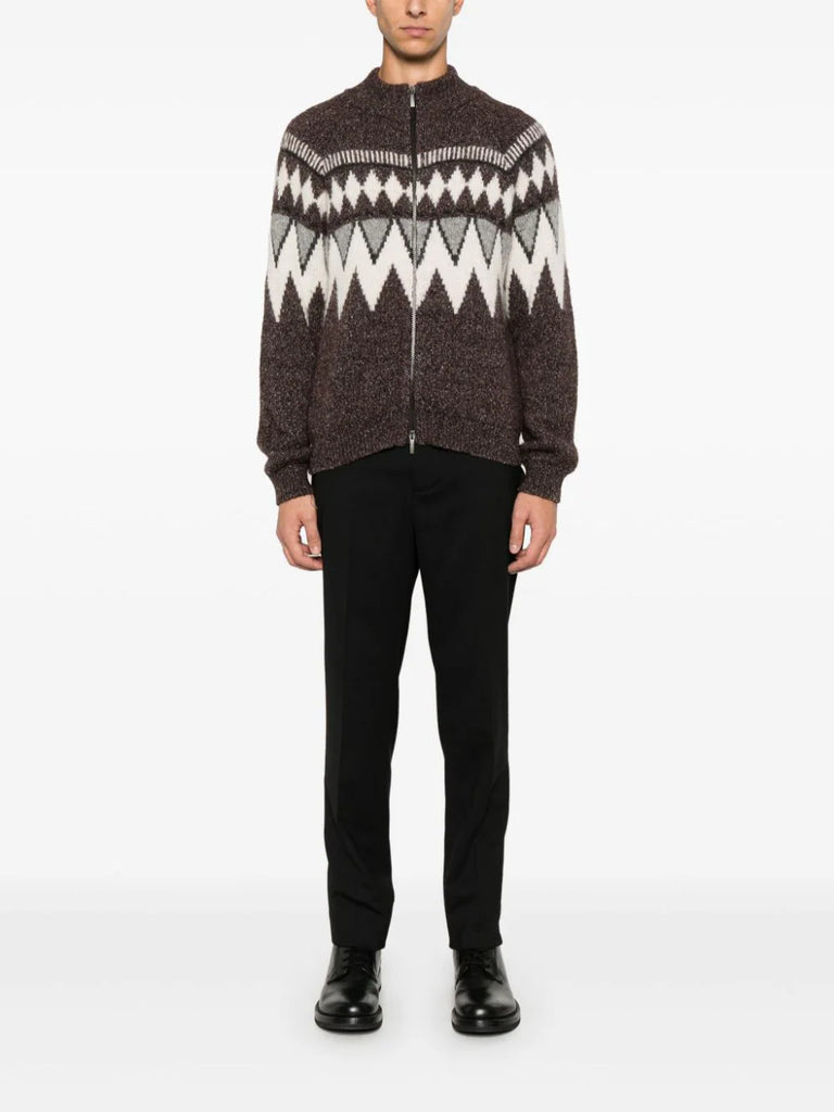 patterned-jacquard cardigan
