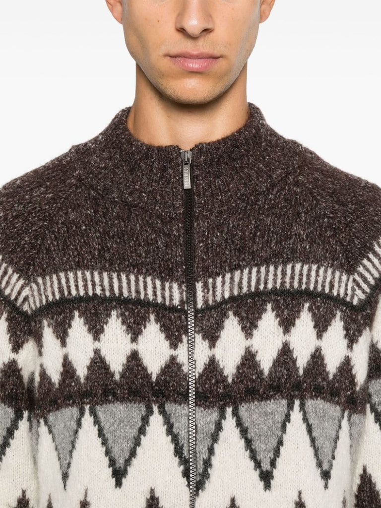 patterned-jacquard cardigan