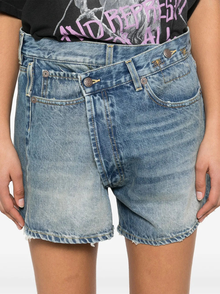 Crossover denim shorts