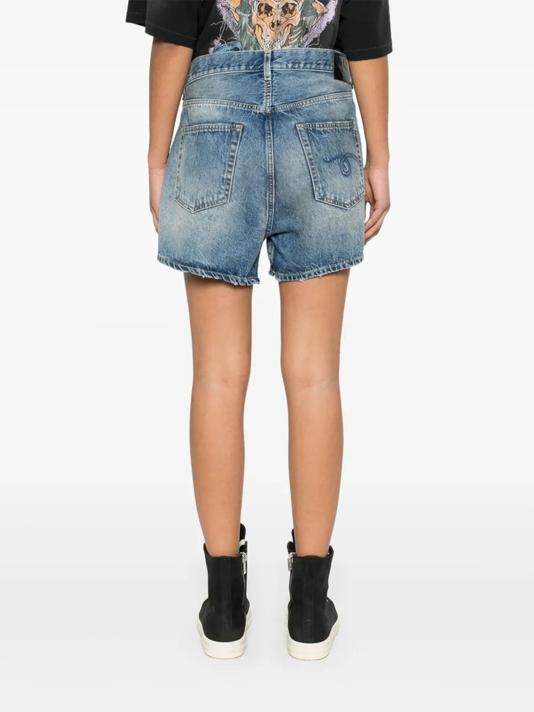 Crossover denim shorts