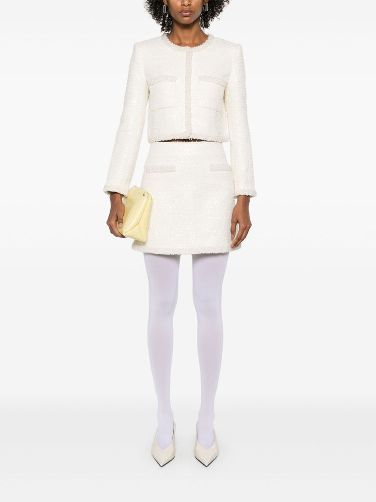 bouclé faux-pearl-trim jacket