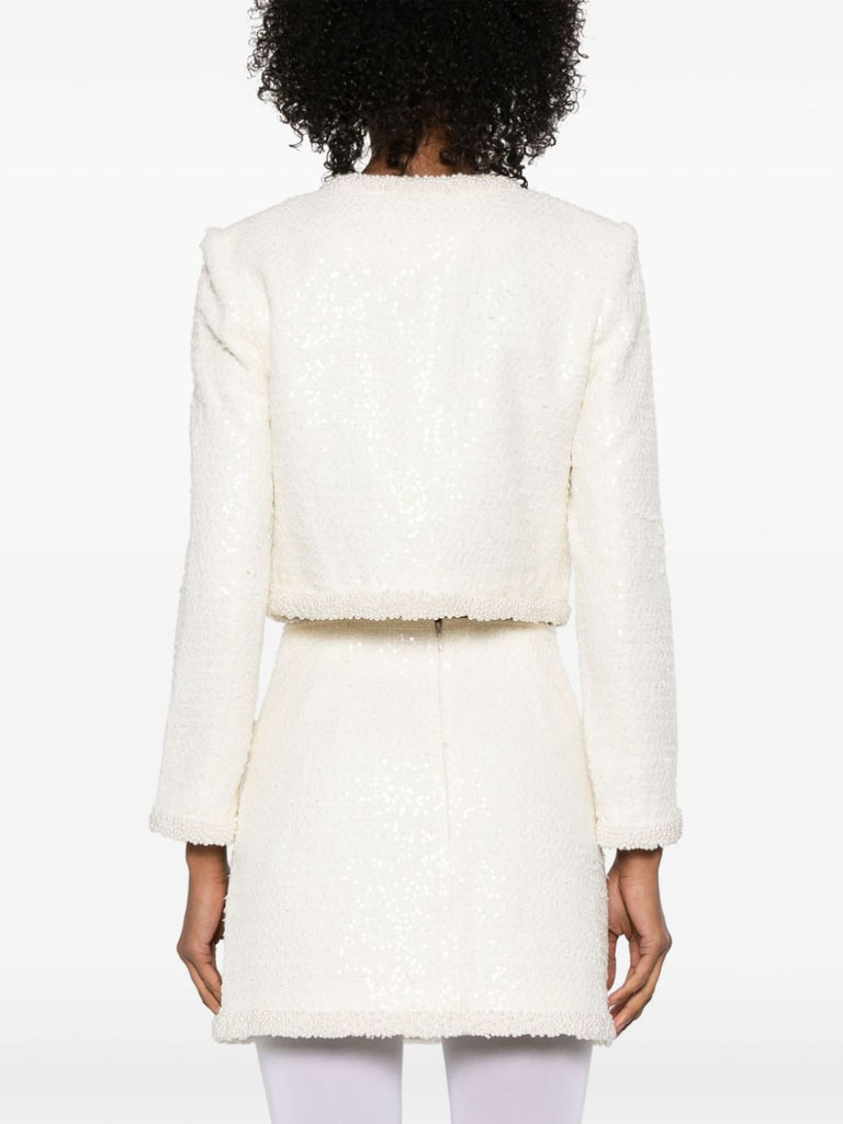bouclé faux-pearl-trim jacket