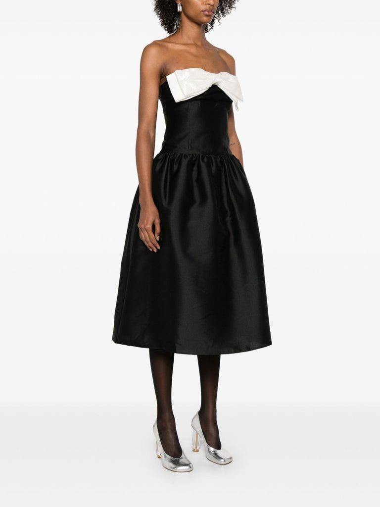 taffeta contrast-bow midi dress