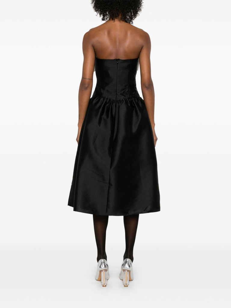 taffeta contrast-bow midi dress