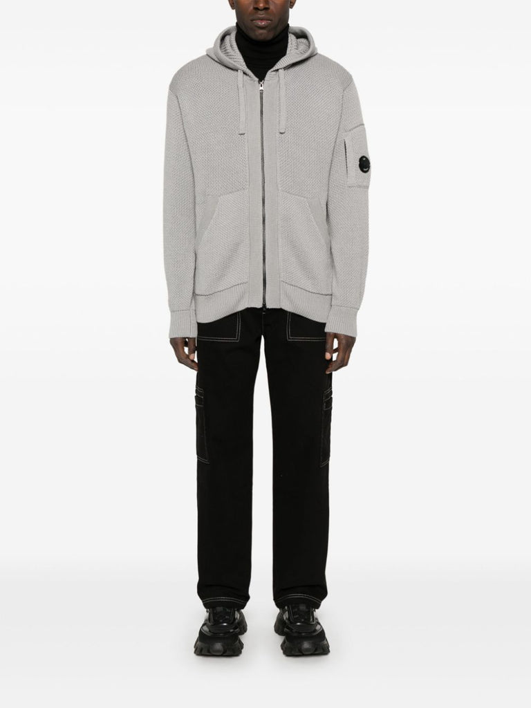 knitted zip-up hoodie