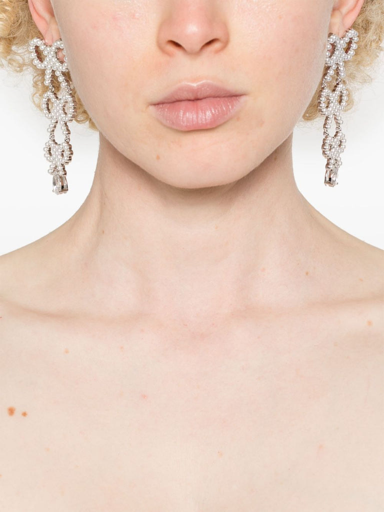 tiered pearl bow earrings