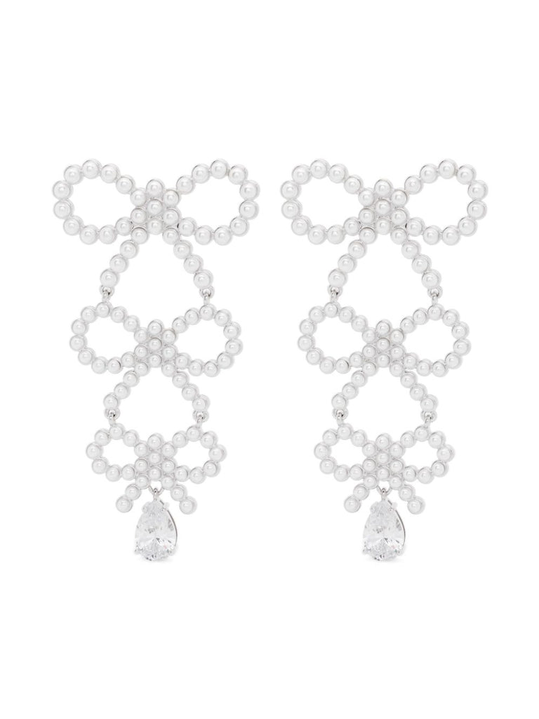 tiered pearl bow earrings