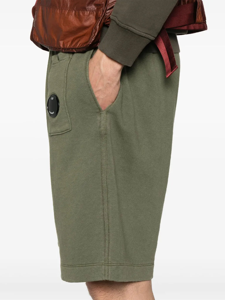 Lens-detail fleece cargo shorts