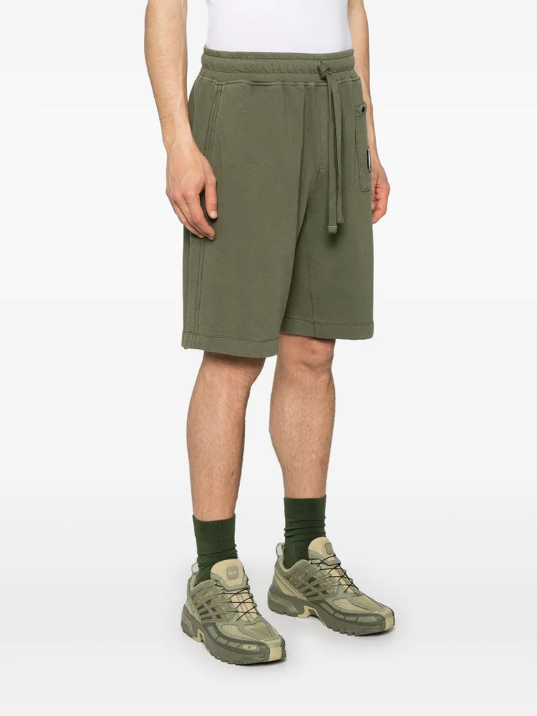Lens-detail fleece cargo shorts