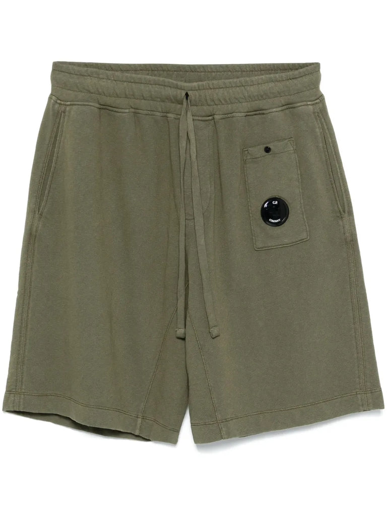 Lens-detail fleece cargo shorts