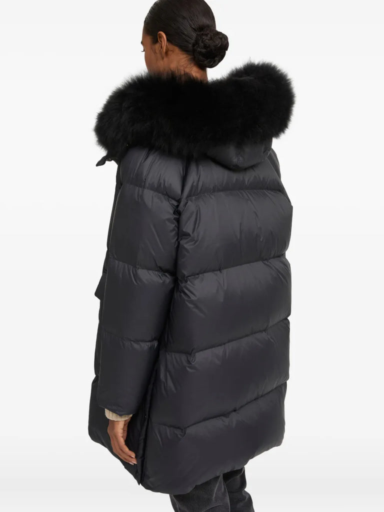 lambshearling-hooded down jacket