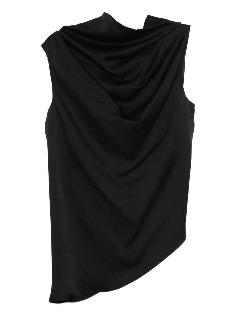 cowl-neck sleeveless blouse