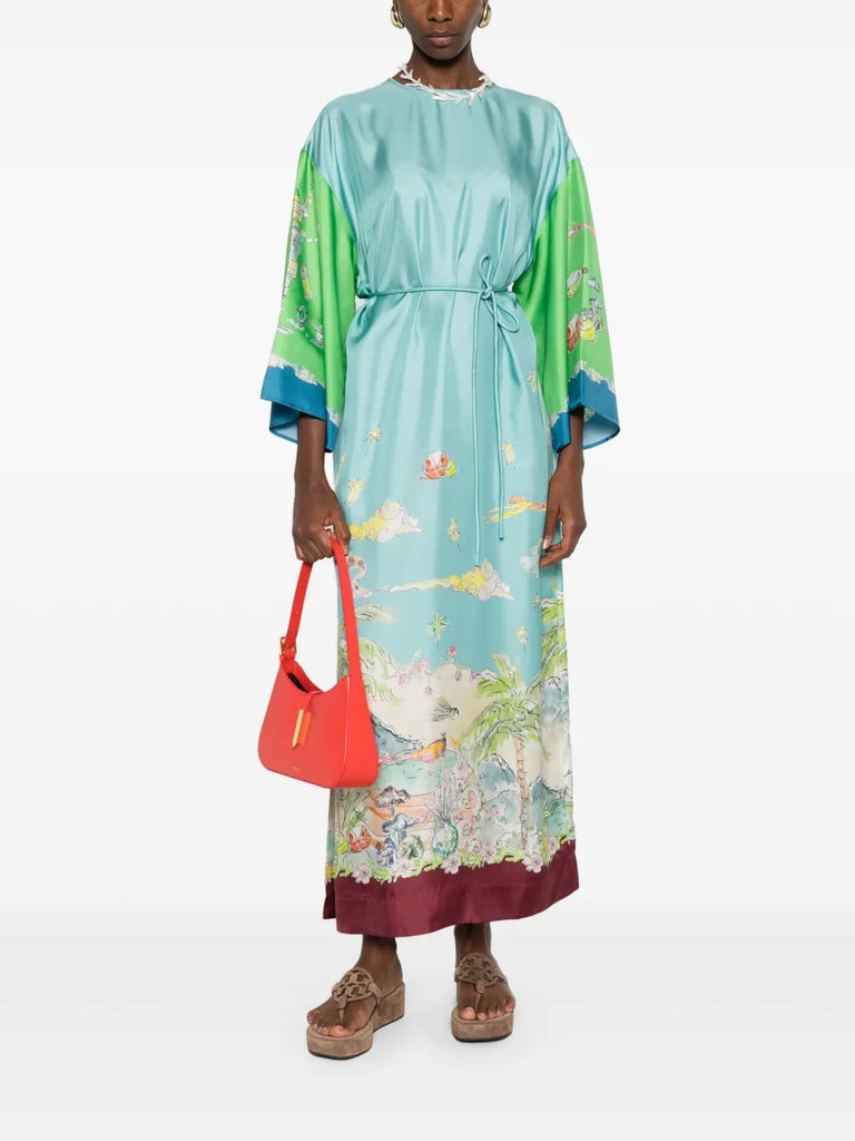 Daria graphic-print silk midi dress
