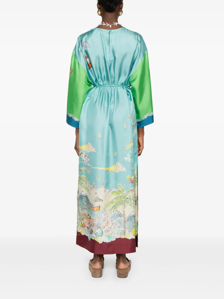 Daria graphic-print silk midi dress