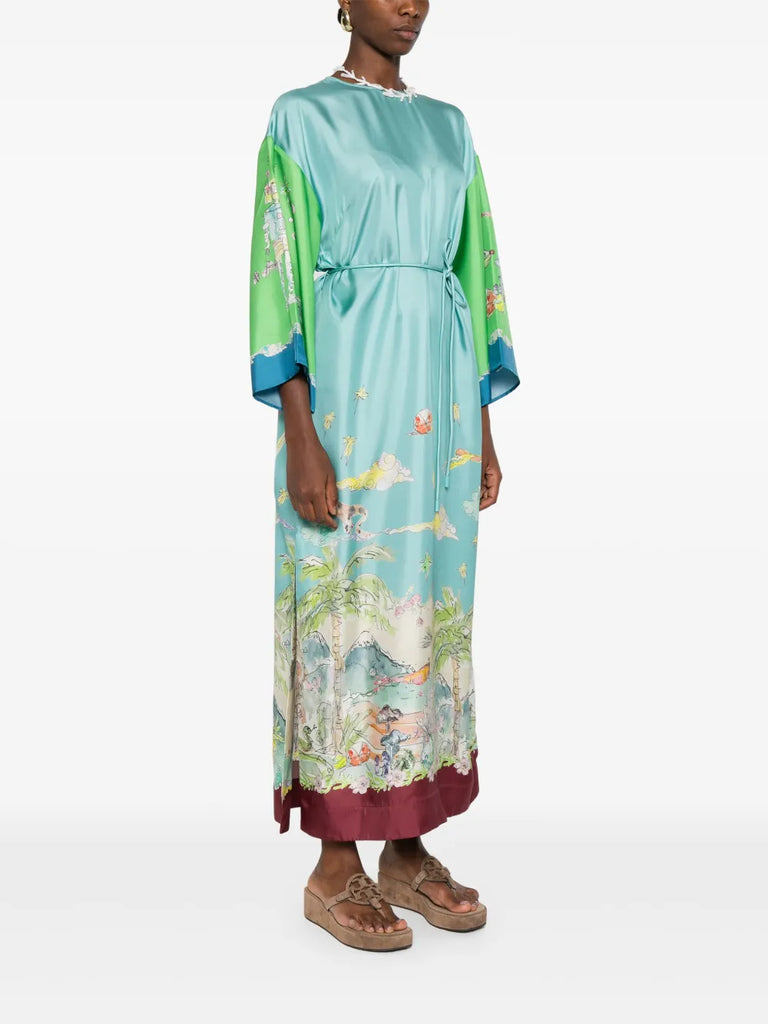 Daria graphic-print silk midi dress