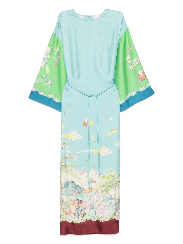 Daria graphic-print silk midi dress