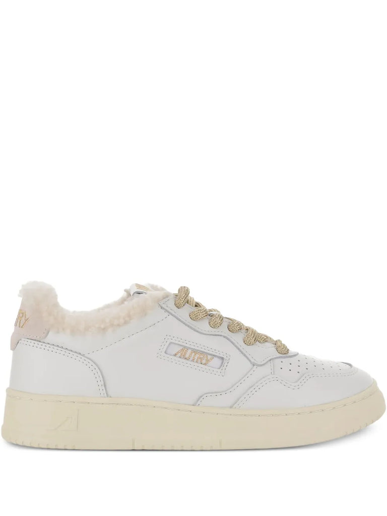 Medalist shearling-trimmed leather sneakers