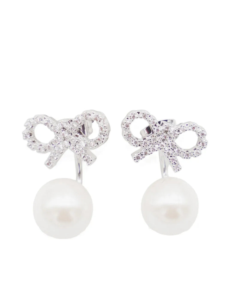 Crystal Bow drop earrings