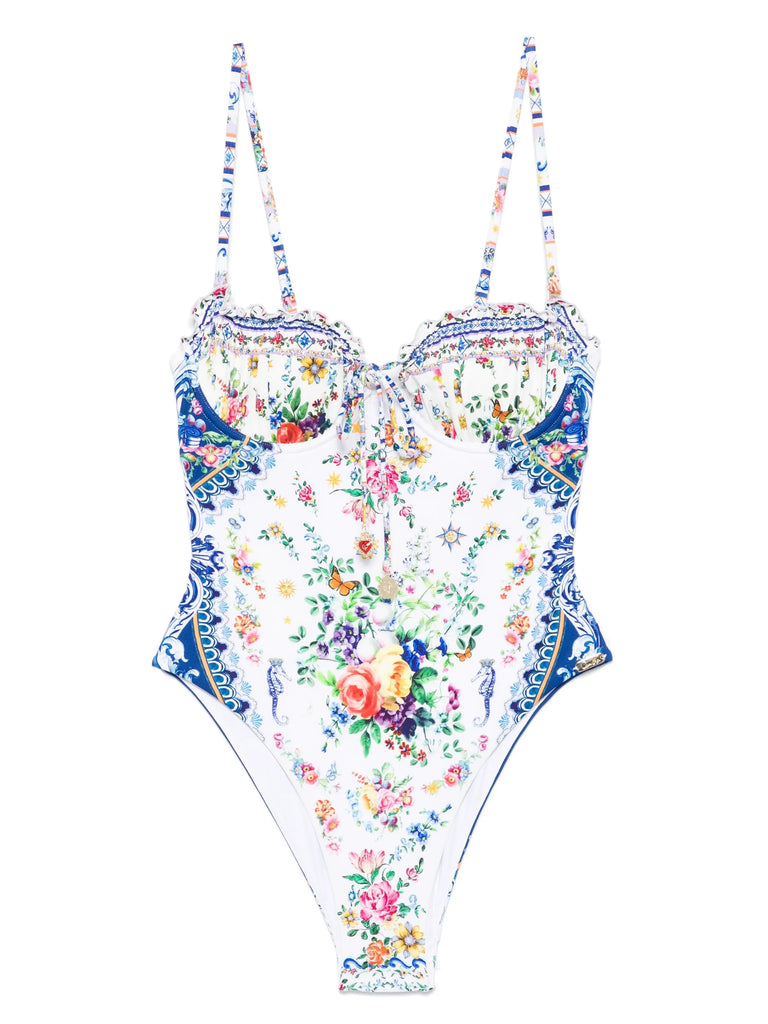 floral-print swimsuit