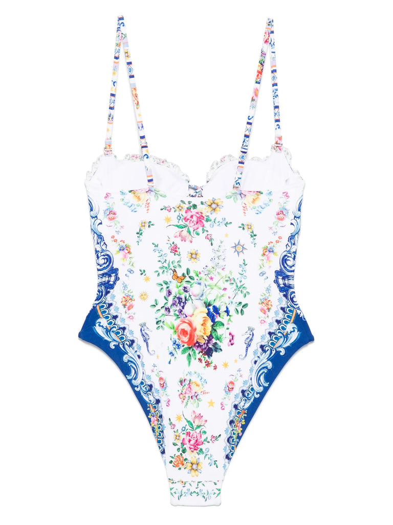 floral-print swimsuit