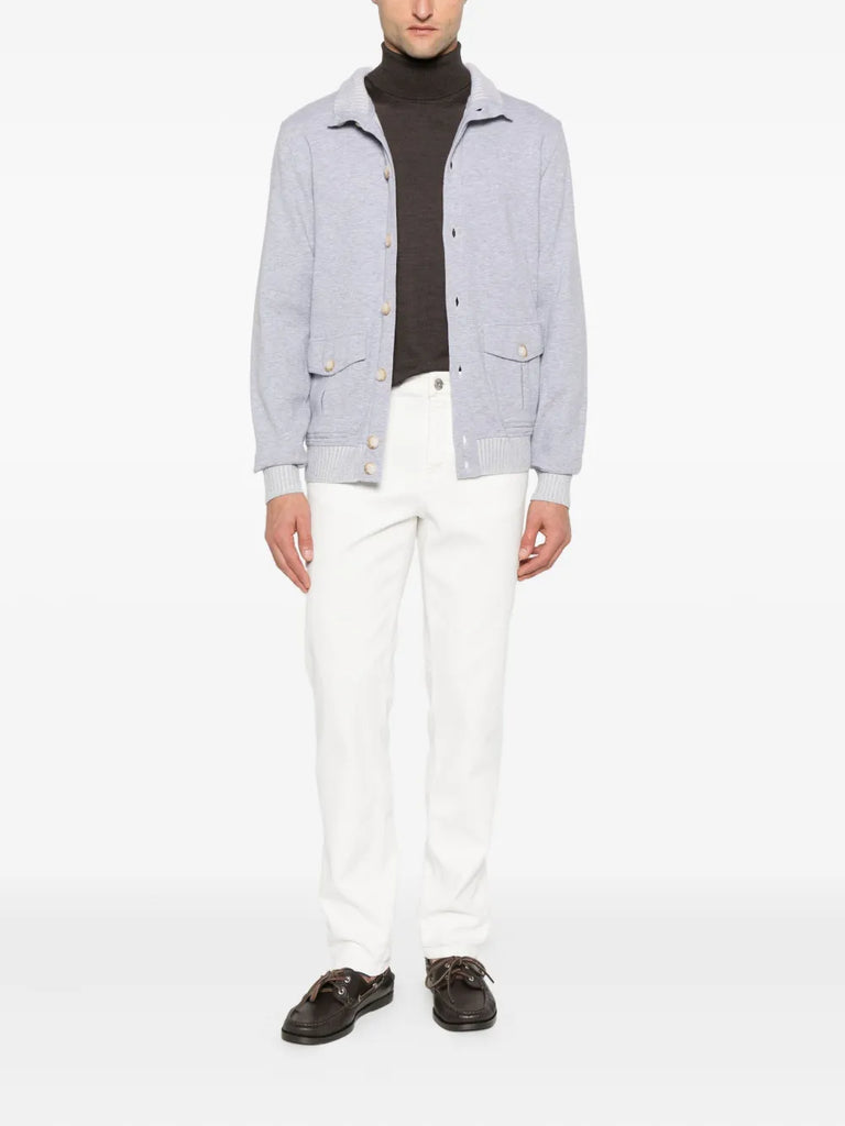 button-fastening ribbed-hem jacket