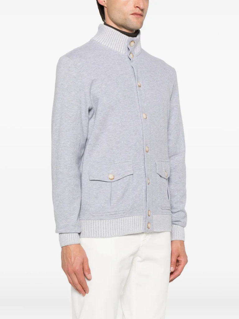 button-fastening ribbed-hem jacket