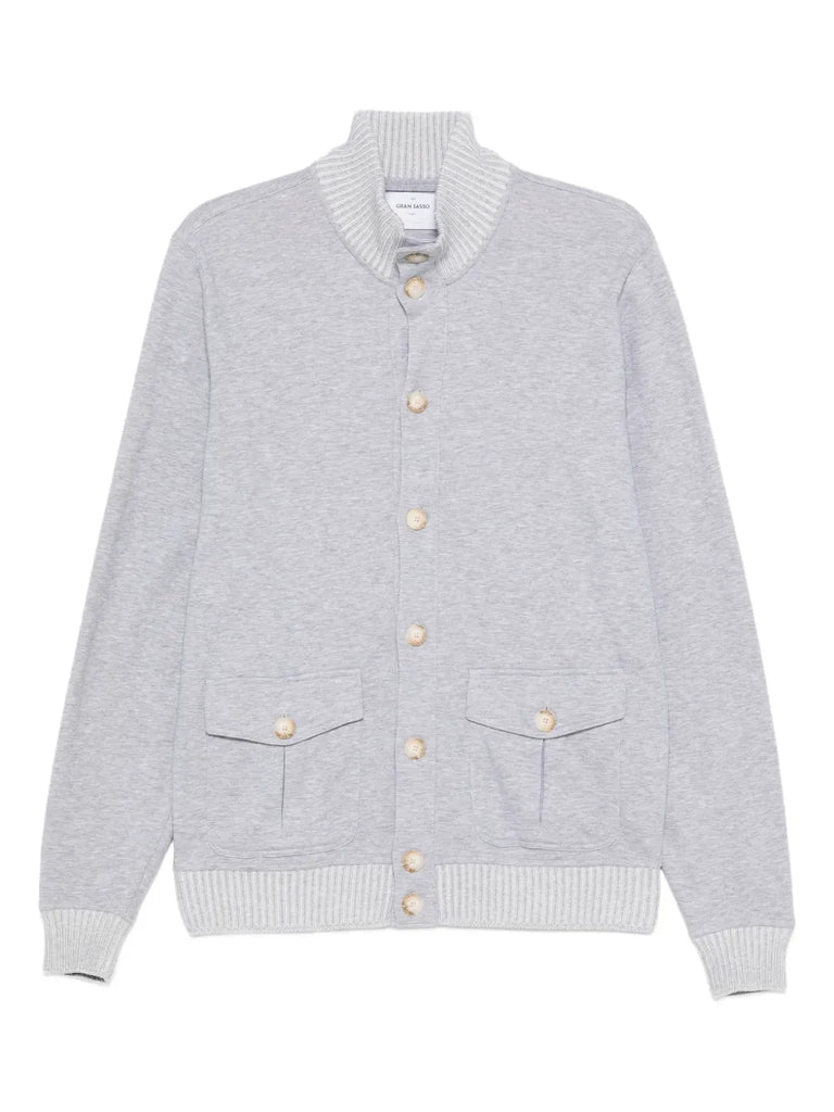 button-fastening ribbed-hem jacket