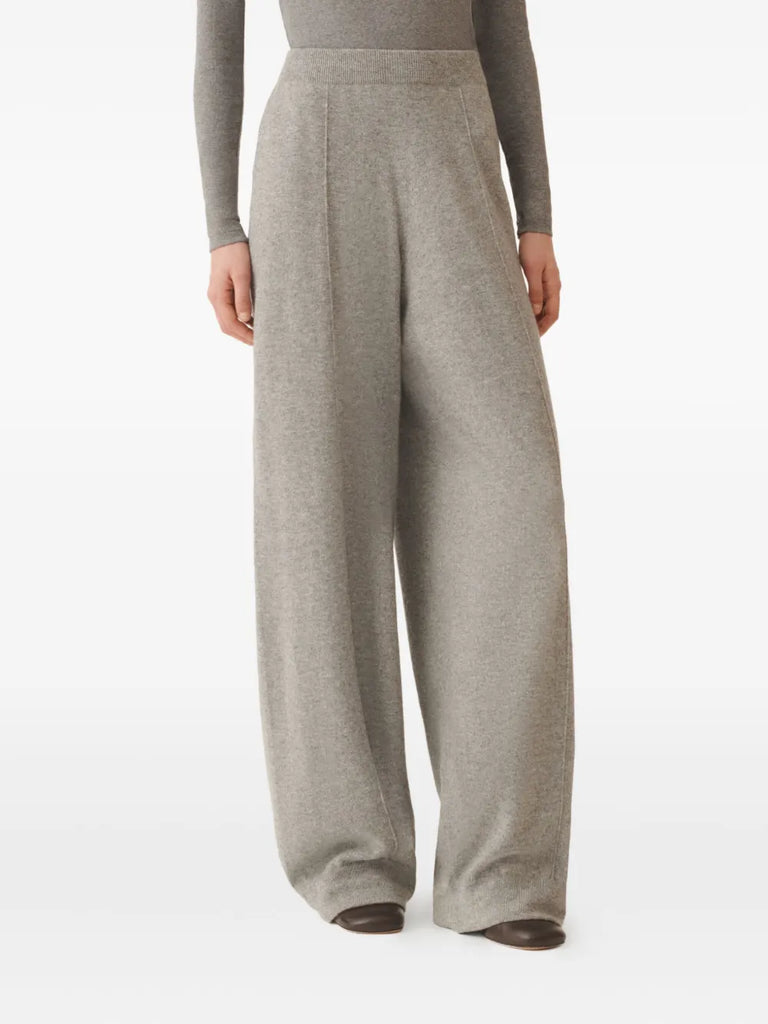 Platinum cashmere wide-leg trousers