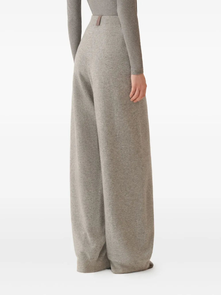 Platinum cashmere wide-leg trousers