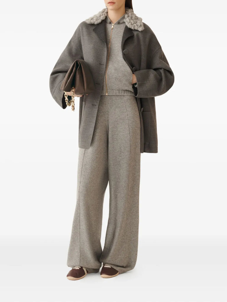 Platinum cashmere wide-leg trousers